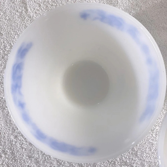 Vintage Termo-Rey Milk Glass Cereal Bowls W Blue Floral Pattern x2 - Picture 7 of 13